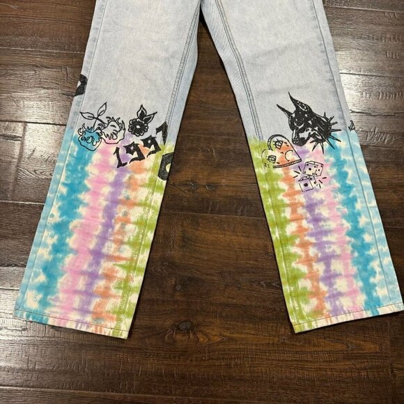 BDG x Isabel Urban Outfitters Cowboy Denim Jeans 5 Tie Dye Blue Size 24 - Picture 3 of 14